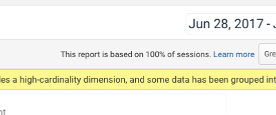 Google Analytics – High-Cardinality Dimension warning is dangerous