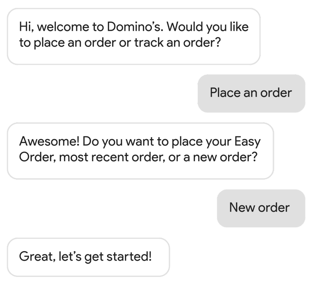 Dominos ordering Chatbot experience
