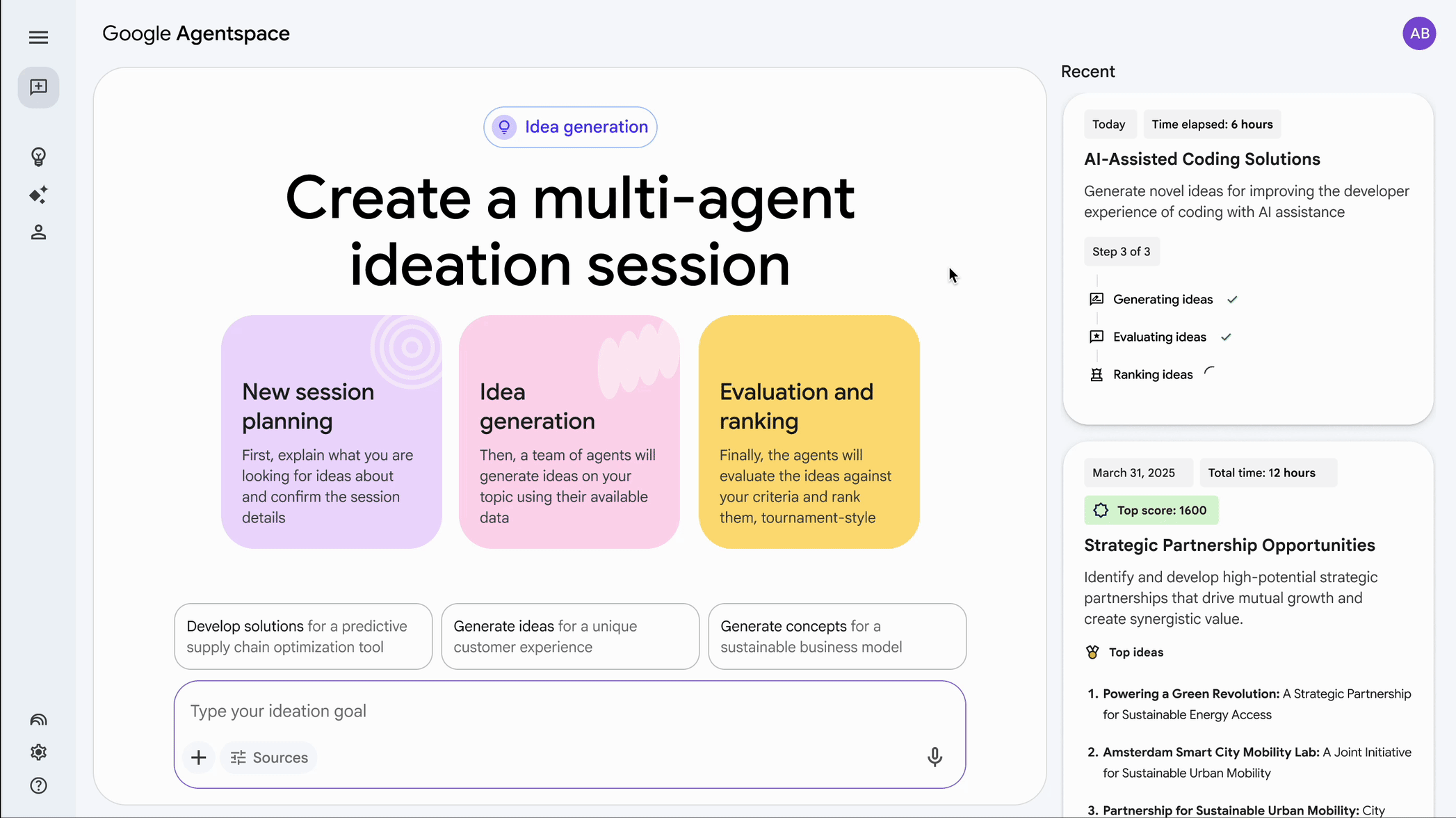 Google Agentspace Idea Generation agent
