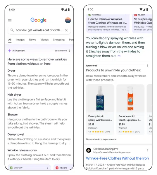 Ads in AI Overview Query Example
