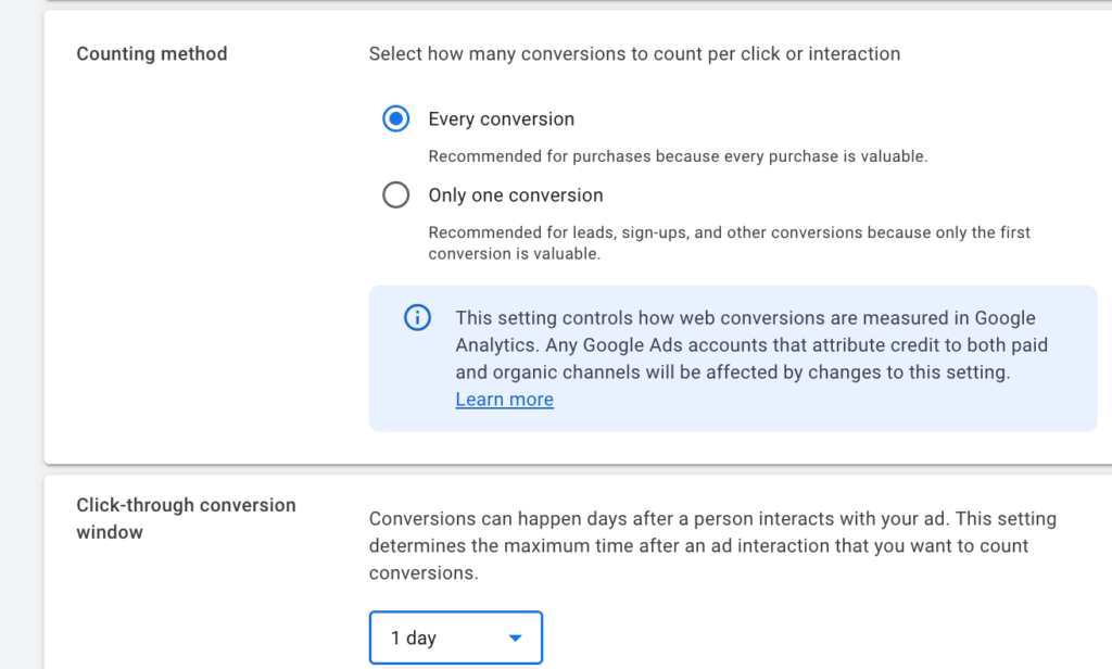Per-conversion attribution settings in GA4
